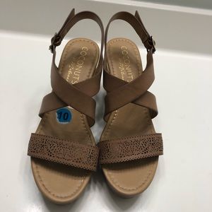 Tan wedge sandals